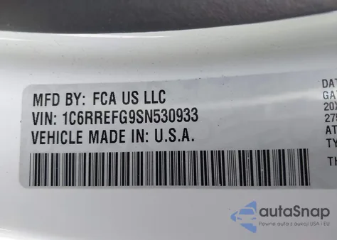 2025 Ram 1500 Big Horn 4X2 5'7 Box из США, поврежденный, VIN 1C6RREFG9SN530933